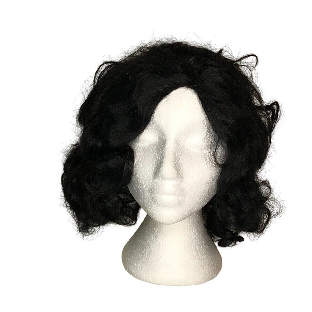 Wig Medium Black Messy Curly Medium Halloween Costume Dress Up Cosplay